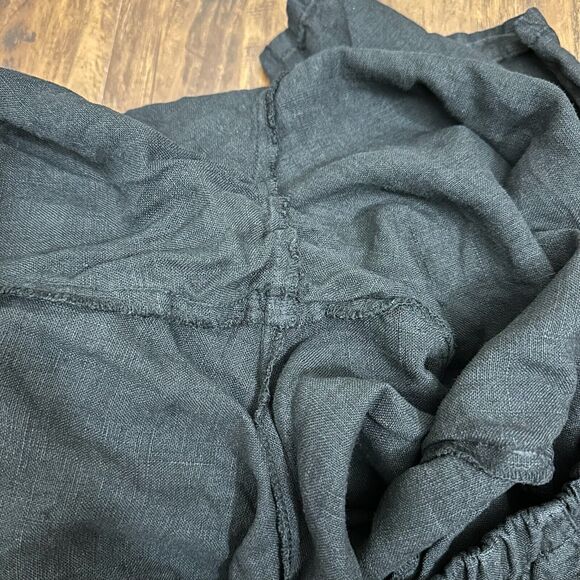 MATCH POINT Linen Basic Pull-On Capri Pants in Black #LP20 Lagenlook - Picture 7 of 12